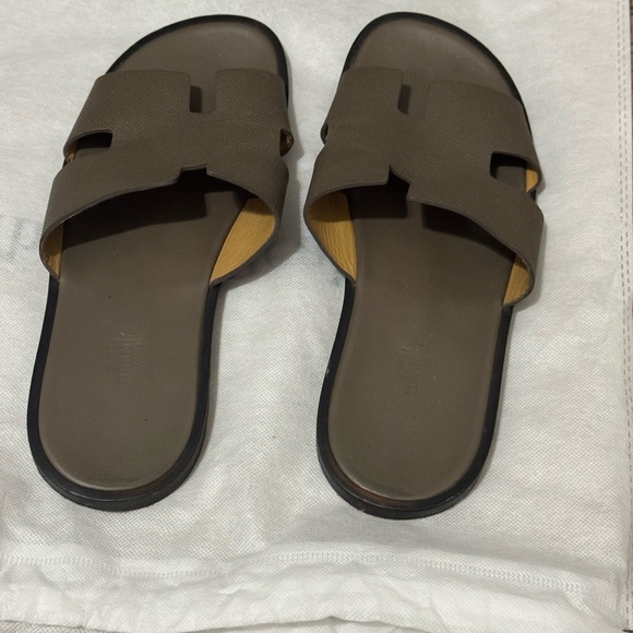 Hermes Taupe Slide Sandals - Picture 1 of 9